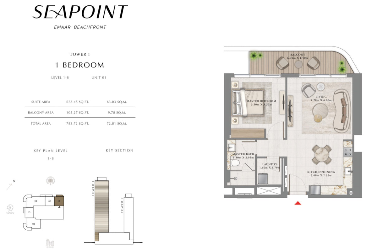 1 Bedroom |  Seapoint | Emaar Beachfront